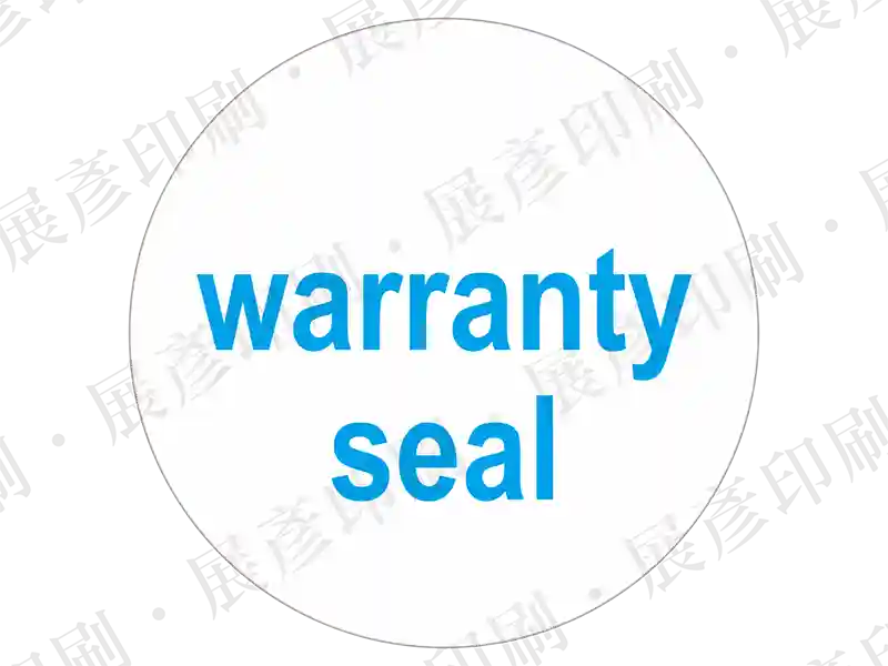 藍字「warranty seal」。用途：保固封條。語系：英文
