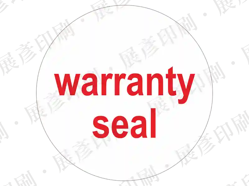 紅字「warranty seal」。用途：保固封條。語系：英文