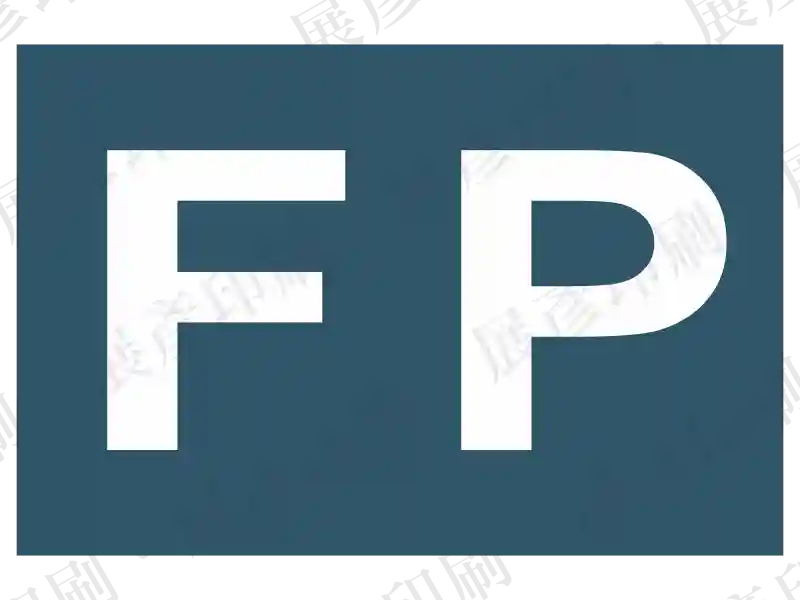 深藍/黑底白字,上方英文縮寫「FP」,下方無文字。用途:功能或位置標示(可能為Fire Protection等縮寫)。語系:英文